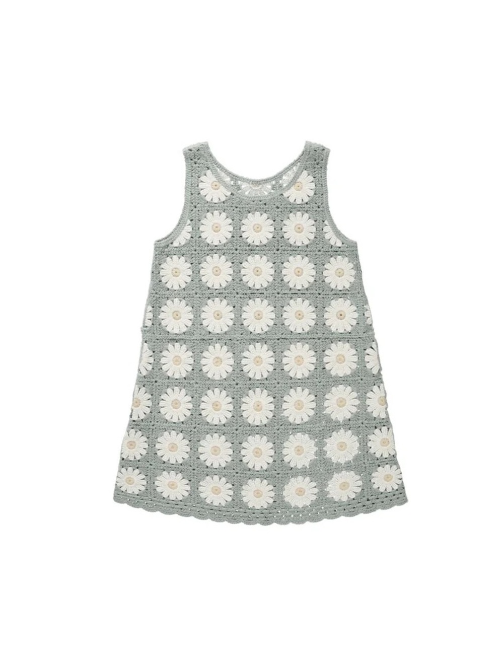 Rylee + Cru crochet tank dress 6-7 years daisy green